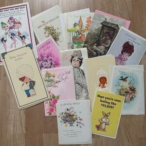 Vintage Get Well Greeting Cards Lot of 13